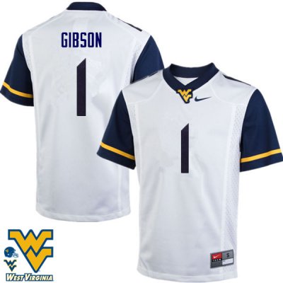 Men's West Virginia Mountaineers NCAA #1 Shelton Gibson White Authentic Nike Stitched College Football Jersey OE15L42ZM